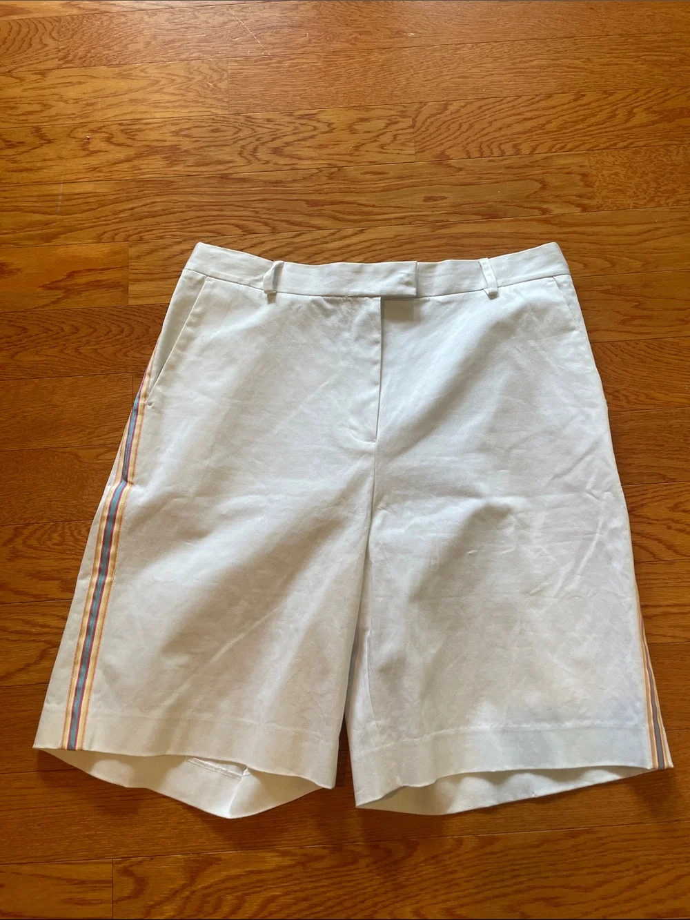 Lilly Pulitzer White Bermuda Shorts with Pastel Side‎ Stripes